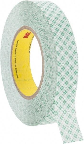 3M - 1" x 36 Yd Rubber Adhesive Double Sided Tape - 9 mil Thick, White, Polyethylene Film Liner, Continuous Roll, Series 9589 - All Tool & Supply