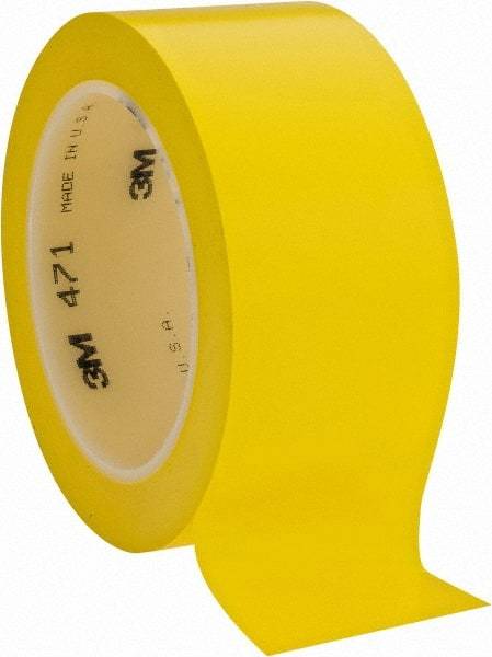 3M - Yellow Solid Color Vinyl Tape - 2" Wide x 108' Long x 5.2 mil Thick, General Traffic - All Tool & Supply