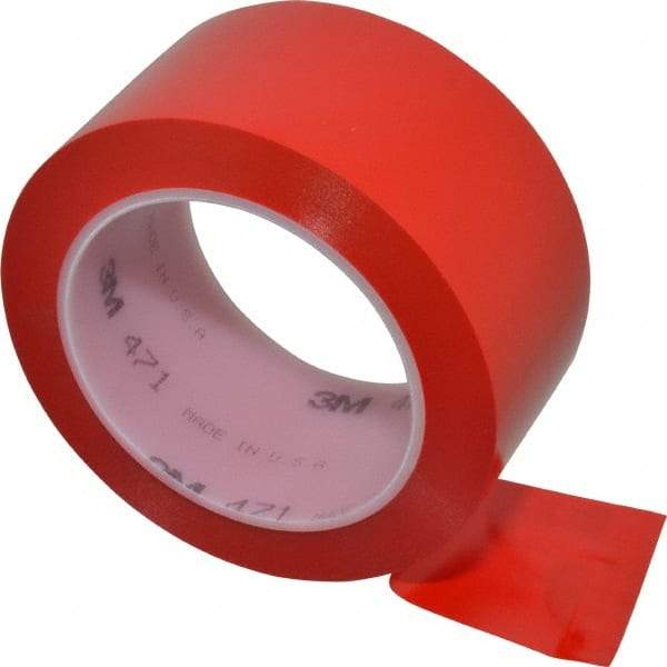 3M - Red Solid Color Vinyl Tape - 2" Wide x 108' Long x 5.2 mil Thick, General Traffic - All Tool & Supply