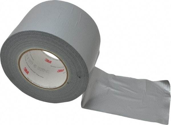 3M - 4" x 55m Silver Duct Tape - 9 mil, Rubber Adhesive, Polyethylene Film Backing, 25 Lb/ln Tensile Strength, 200°F Max, Series 3939 - All Tool & Supply