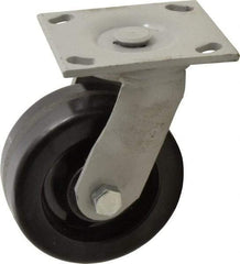 Fairbanks - 5" Diam x 2" Wide, Phenolic Swivel Caster - 1,000 Lb Capacity, Top Plate Mount, 4" x 4-1/2" Plate, Plain Bearing - All Tool & Supply