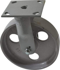 Fairbanks - 8" Diam x 2" Wide x 9-1/2" OAH Top Plate Mount Rigid Caster - Semi-Steel, 1,200 Lb Capacity, Roller Bearing, 4 x 4-1/2" Plate - All Tool & Supply