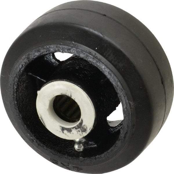 Fairbanks - 4 Inch Diameter x 2 Inch Wide, Rubber Caster Wheel - 300 Lb. Capacity, 2-3/16 Inch Hub Length, 3/4 Inch Axle Diameter, Roller Bearing - All Tool & Supply
