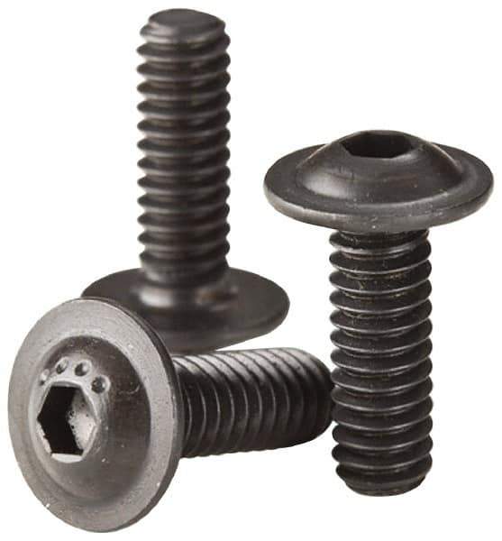 Made in USA - 3/8-16 UNC Hex Socket Drive, Button Screw - Alloy Steel, Black Oxide Finish, Fully Threaded, 1" Length Under Head - All Tool & Supply