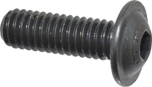 Made in USA - 5/16-18 UNC Hex Socket Drive, Button Screw - Alloy Steel, Black Oxide Finish, Fully Threaded, 1" Length Under Head - All Tool & Supply