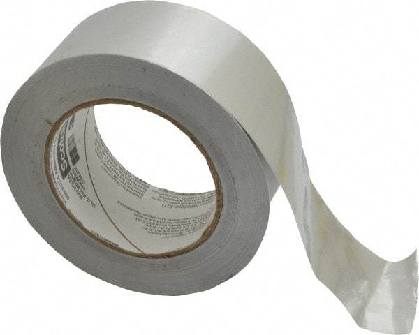 3M - 2" x 50 Yds Silver Foil Tape - 3.6 mil, Rubber Adhesive, Aluminum Foil Backing, 17 Lb/ln Tensile Strength, -10°F to 180°F, Series 3311 - All Tool & Supply