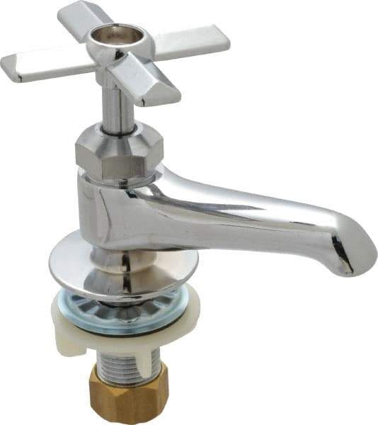 B&K Mueller - Standard, One Handle Design, Chrome, Round Deck Plate Single Mount Faucet - 4 Spoke Handle - All Tool & Supply
