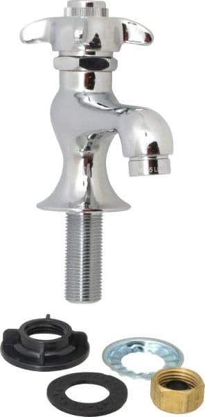 B&K Mueller - Standard, One Handle Design, Chrome, Round Deck Plate Single Mount Faucet - 4 Spoke Handle - All Tool & Supply