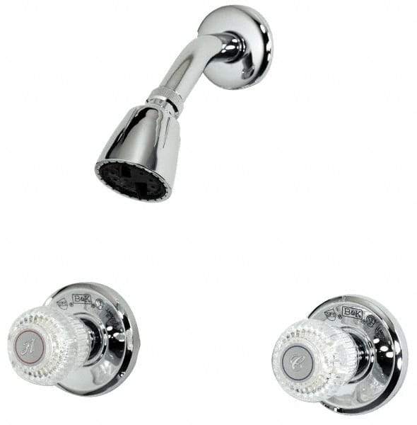 B&K Mueller - Concealed, Two Handle, Chrome Coated, Brass, Valve and Shower Head - Knob Handles, 8 Inch Mounting Centers, Acrylic Handles - All Tool & Supply