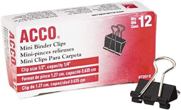 ACCO - 1/2" Wide Binder Clip - Black/Silver - All Tool & Supply