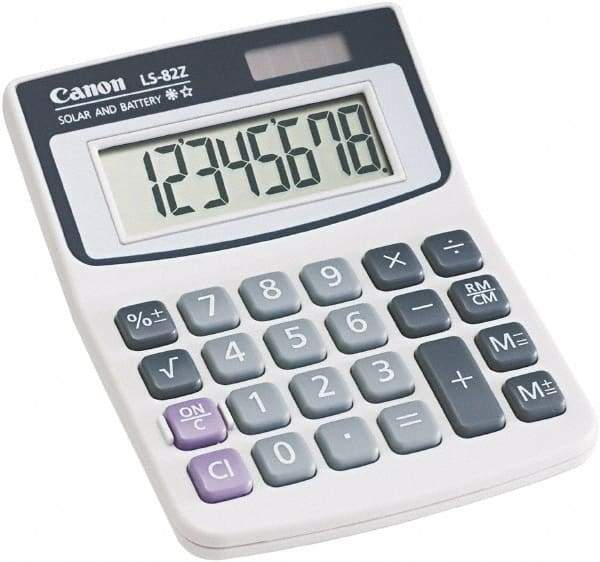 Canon - 8-Digit LCD Handheld Calculator - White, Solar & Battery Powered - All Tool & Supply