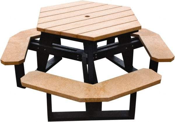 Vestil - 69-1/2" Long x 69-1/2" Wide x 30-1/2" High Stationary Activity/Utility Table without Back Rests - ADA Version - Cedar & Black, Plastic - All Tool & Supply