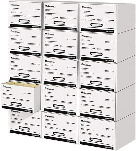 UNIVERSAL - 15 Compartment, 14 Inch Wide x 25-1/2 Inch Deep x 11-1/2 Inch High, File Storage Box - Plastic, White - All Tool & Supply