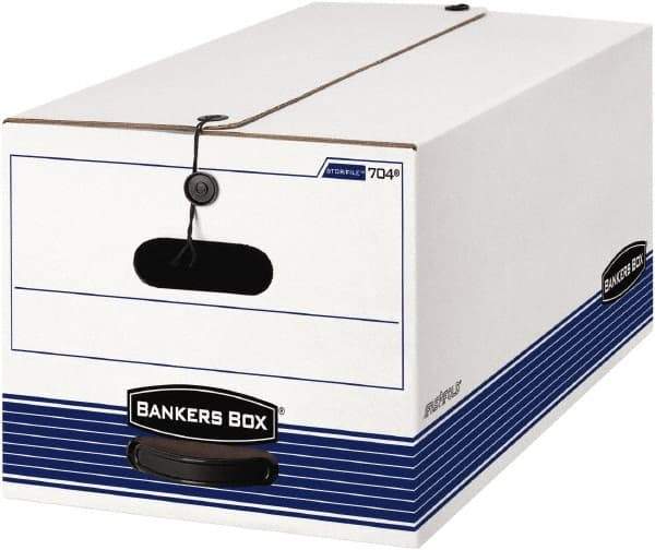 BANKERS BOX - 1 Compartment, 15 Inch Wide x 24 Inch Deep x 10 Inch High, File Storage Box - Paper, White and Blue - All Tool & Supply