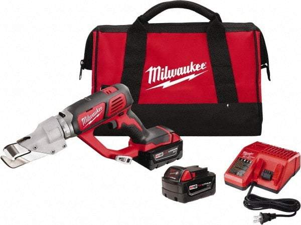 Milwaukee Tool - 3,000 SPM, 18 Volt, Inline Handle, Handheld Cordless Shear - 18 Gauge (Mild Steel) Cutting Capacity - All Tool & Supply