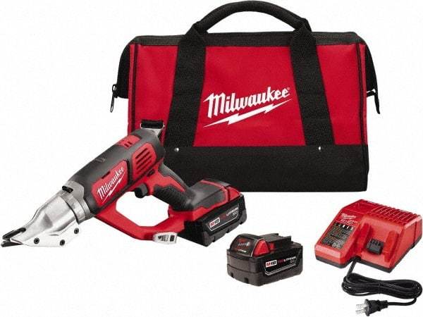 Milwaukee Tool - 3,000 SPM, 18 Volt, Inline Handle, Handheld Cordless Shear - 18 Gauge (Mild Steel) Cutting Capacity - All Tool & Supply