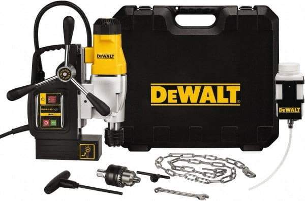 DeWALT - 1/2" Chuck, 4.375" Travel, Portable Magnetic Drill Press - 300 & 450 RPM, 10 Amps, 1100 Watts, 120 Volts, 8' Cord Length - All Tool & Supply