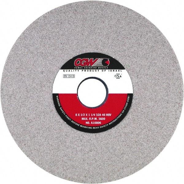 Camel Grinding Wheels - 14" Diam x 5" Hole x 2" Thick, J Hardness, 60 Grit Surface Grinding Wheel - Aluminum Oxide, Type 1, Medium Grade, Vitrified Bond, No Recess - All Tool & Supply