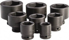 Proto - 8 Piece 3/4" Drive Standard Deep Impact Socket Set - 6 Points, 1-1/16 to 2-3/8", Inch Measurement Standard - All Tool & Supply