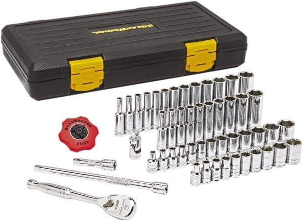 GearWrench - 51 Piece 1/4" Drive Chrome Finish Deep Well Socket Set - 6 Points, 3/16" to 9/16" (4mm to 15mm) Range, Inch/Metric Measurement Standard - All Tool & Supply