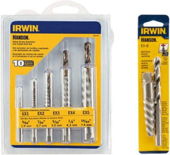 Irwin Hanson - 12 Piece Spiral Flute Screw Extractor & Drill Set - Screw Range 3/16 to 3/4, 5/8 to 7/8" - All Tool & Supply