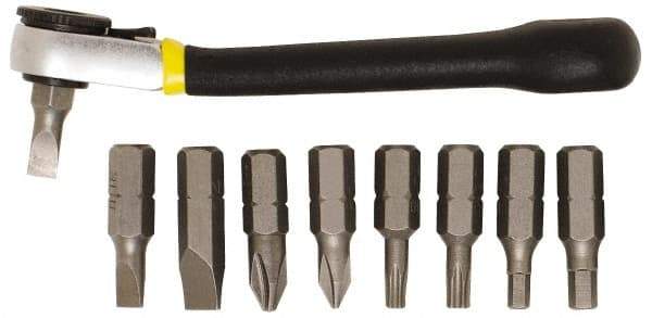 General - 9 Piece, Screwdriver Mini-Ratchet Bit Kit - #1 & #2 Phillips - All Tool & Supply