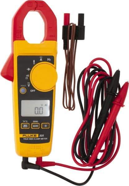 Fluke - 325, CAT IV, CAT III, Digital True RMS Clamp Meter with 1.18" Clamp On Jaws - 600 VAC/VDC, 400 AC/DC Amps, Measures Voltage, Capacitance, Continuity, Frequency, Resistance, Temperature - All Tool & Supply