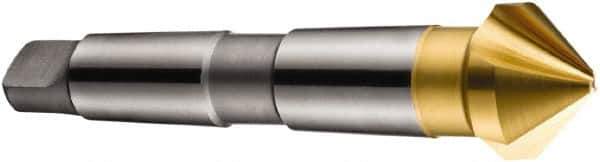 DORMER - 3 Flute 90° High Speed Steel Countersink - TiN Finish, 106mm OAL, Single End, Morse Taper Shank, Right Hand Cut - All Tool & Supply