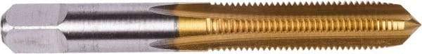 Union Butterfield - 3/4-10 UNC 3B 4 Flute TiN Finish High Speed Steel Straight Flute Standard Hand Tap - Bottoming, Right Hand Thread, 4-1/4" OAL, 2" Thread Length, H3 Limit, Oversize - Exact Industrial Supply