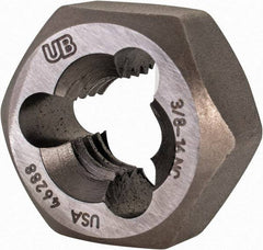 Union Butterfield - 3/8-16 UNC Thread, 25/32" Hex, Right Hand Thread, Hex Rethreading Die - Chromium Steel, 3/8" Thick, Series 2025 - Exact Industrial Supply