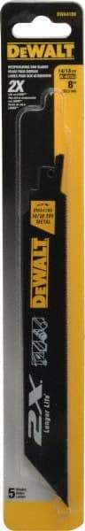 DeWALT - 8" Long x 1" Thick, Bi-Metal Reciprocating Saw Blade - Straight Profile, 14 to 18 TPI, Toothed Edge - All Tool & Supply