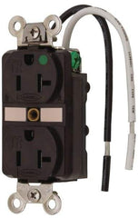 Hubbell Wiring Device-Kellems - 125 VAC, 20 Amp, 5-20R NEMA Configuration, Brown, Hospital Grade, Self Grounding Duplex Receptacle - 1 Phase, 2 Poles, 3 Wire, Flush Mount, Chemical, Corrosion and Impact Resistant, Tamper Resistant - All Tool & Supply