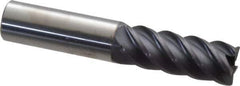 Accupro - 5/8", 5 Flute, Single End, Solid Carbide, 0.03" Corner Radius End Mill - 3-1/2" OAL, 45° Helix, Right Hand Flute, 1-5/8" LOC, Right Hand Cut - All Tool & Supply