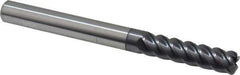 Accupro - 3/8", 5 Flute, Single End, Solid Carbide, 0.06" Corner Radius End Mill - 4" OAL, 45° Helix, Right Hand Flute, 1-1/2" LOC, Right Hand Cut - All Tool & Supply