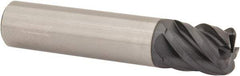 Accupro - 1/2", 5 Flute, Single End, Solid Carbide, 0.09" Corner Radius End Mill - 2-1/2" OAL, 45° Helix, Right Hand Flute, 5/8" LOC, Right Hand Cut - All Tool & Supply