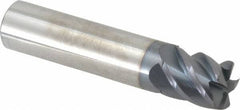 Accupro - 5/8", 5 Flute, Single End, Solid Carbide, 0.03" Corner Radius End Mill - 3" OAL, 45° Helix, Right Hand Flute, 3/4" LOC, Right Hand Cut - All Tool & Supply