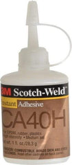 3M - 1 oz Bottle Yellow Instant Adhesive - Series CA40H, 5 to 40 sec Fixture Time, 24 hr Full Cure Time, Bonds to Cardboard, Cork Board, Fabric, Fiberglass, Foam, Metal, Paper, Plastic, Rubber & Vinyl - All Tool & Supply