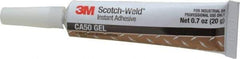 3M - 0.70 oz Tube Clear Instant Adhesive - Series CA50, 60 to 120 sec Fixture Time, 24 hr Full Cure Time, Bonds to Cardboard, Cork Board, Fabric, Fiberglass, Foam, Metal, Plastic, Rubber & Vinyl - All Tool & Supply