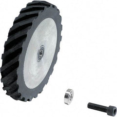 Dynabrade - 4" Diam x 5/8" Wide Contact Wheel Assembly - 1/4" Arbor Hole, Scoop, 40 Duro Rubber Face - All Tool & Supply