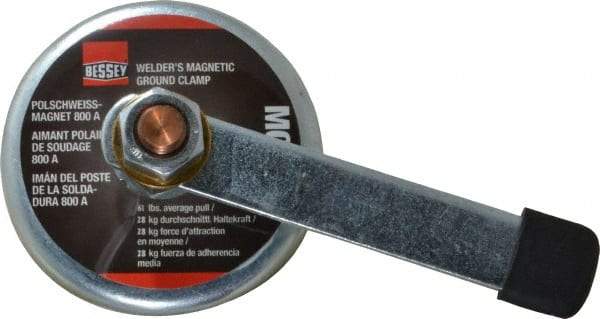 Bessey - 800 Amps Grounding Capacity, 3-1/2" Diam, 2" High, 55 Lb Max Pull Force, Magnetic Welding & Fabrication Ground Clamp - 55 Lb Average Pull Force, 3-1/2" Long, Round Cup Magnet, Copper Stud - All Tool & Supply