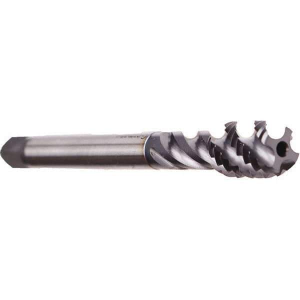 Emuge - 7/8-9 UNC 5 Flute 2B Bottoming Spiral Flute Tap - Cobalt, TiCN Finish, 5.512" OAL, Right Hand Flute, Right Hand Thread, Series Enorm - All Tool & Supply