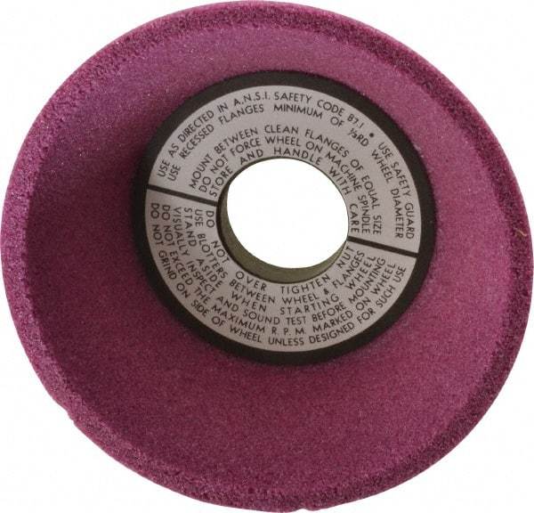 Grier Abrasives - 5" Diam, 1-1/4" Hole Size, 2-3/16" Overall Thickness, 46 Grit, Type 11 Tool & Cutter Grinding Wheel - Coarse Grade, Aluminum Oxide, K Hardness, Vitrified Bond, 4,966 RPM - All Tool & Supply