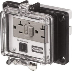 Hubbell Wiring Device-Kellems - 1 Port, 3 Power Receptacle, Ethernet, Clear Data Port Receptacle - 4.79 Inch Long x 1.61 Inch Deep x 5.8 Inch Wide, Aluminum, Surface Mount, Gray - All Tool & Supply