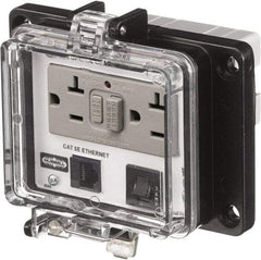 Hubbell Wiring Device-Kellems - 1 Port, 3 Power Receptacle, Ethernet, Clear Data Port Receptacle - 4.79 Inch Long x 1.61 Inch Deep x 5.08 Inch Wide, Aluminum, Surface Mount, Gray - All Tool & Supply