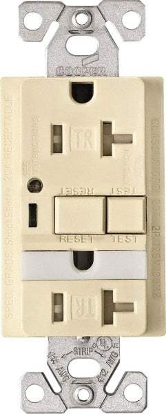 Cooper Wiring Devices - 1 Phase, 5-20R NEMA, 125 VAC, 20 Amp, Self Grounding, GFCI Receptacle - 2 Pole, Back and Side Wiring, Tamper Resistant, Thermoplastic Commercial, Specification Grade - All Tool & Supply