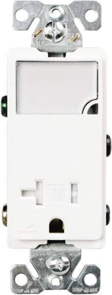 Cooper Wiring Devices - 2 Pole, 125 VAC, 20 Amp, 1 Outlet, Flush Mounted, Self Grounding, Tamper Resistant Combination Outlet with Night Light - 5-20R Configuration, Back Side Wiring, Thermoplastic Material, cULus Listed Standard - All Tool & Supply