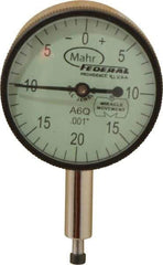 Mahr - 0.1" Range, 0-20-0 Dial Reading, 0.001" Graduation Dial Drop Indicator - 1-1/4" Dial, 0.04" Range per Revolution, 0.001" Accuracy, Revolution Counter - All Tool & Supply