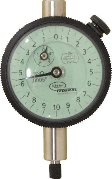 Mahr - 0.05" Range, 0-10-0 Dial Reading, 0.0005" Graduation Dial Drop Indicator - 1-3/4" Dial, 0.02" Range per Revolution, 0.0005" Accuracy, Revolution Counter - All Tool & Supply