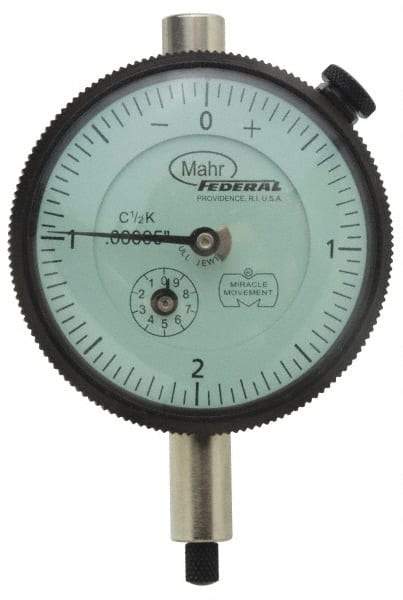 Mahr - 0.5mm Range, 0-10-0 Dial Reading, 0.002" Graduation Dial Drop Indicator - 45mm Dial, 0.2mm Range per Revolution, 0.004mm Accuracy, Revolution Counter - All Tool & Supply