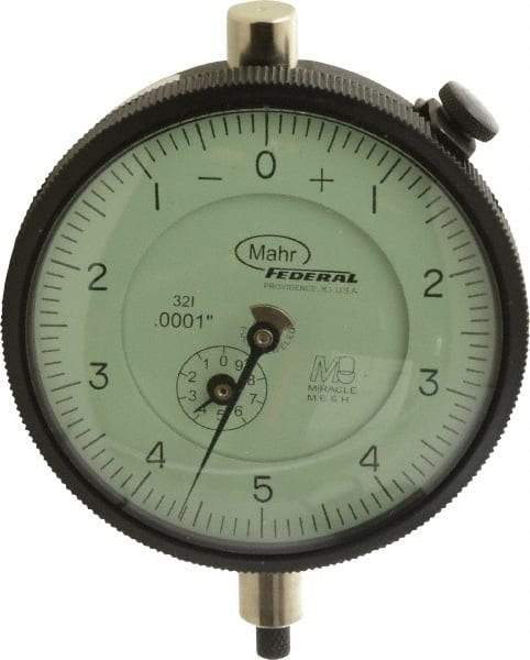 Mahr - 0.025" Range, 0-5-0 Dial Reading, 0.0001" Graduation Dial Drop Indicator - 2-3/4" Dial, 0.01" Range per Revolution, 0.0001" Accuracy, Revolution Counter - All Tool & Supply